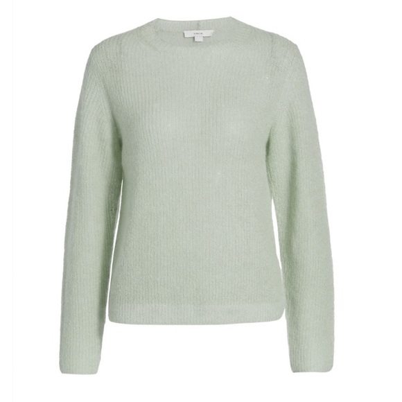 COPY - Vince Brushed Cashmere Wool Blend Crewneck Sweater in Mint Glass - Picture 12 of 13